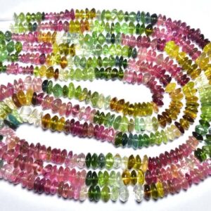 Tourmaline Button Rondelle Beads - 13.5 Inches - Natural Super Quality Tourmaline Button Smooth Rondelle Strand - Size Is 4 - 5.50mm #751