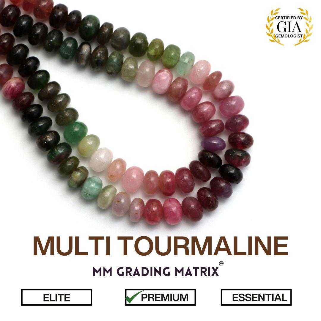 Genuine Multi Tourmaline Smooth Rondelle Beads, 8 Mm - 9 Mm Multi Color Tourmaline Plain Gemstone Beads, For Jewelry Making, Strand 18"