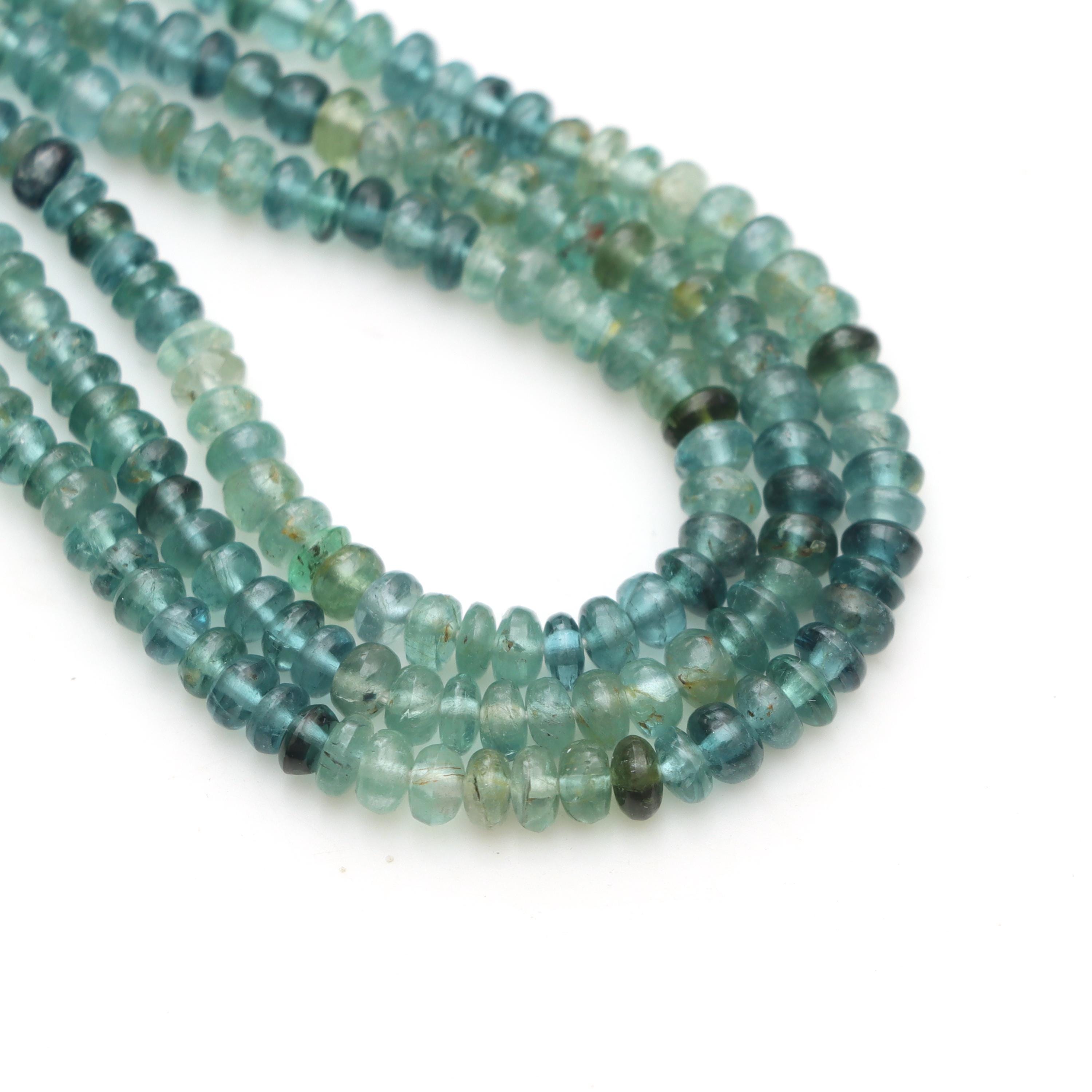 Indigo Tourmaline Smooth Rondelle Beads, 3 Mm To 4mm, Blue Tourmaline Jewelry Making Gemstone Beads, 18 Inches Full Strand, Price Per Strand