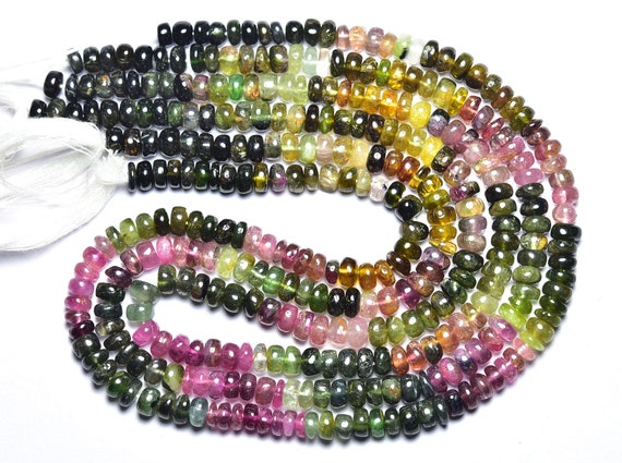 Multi Tourmaline Rondelle Beads - 13 Inches - Natural Beautiful Smooth Tourmaline Rondelle - Size Is 5.5 - 6 Mm #116