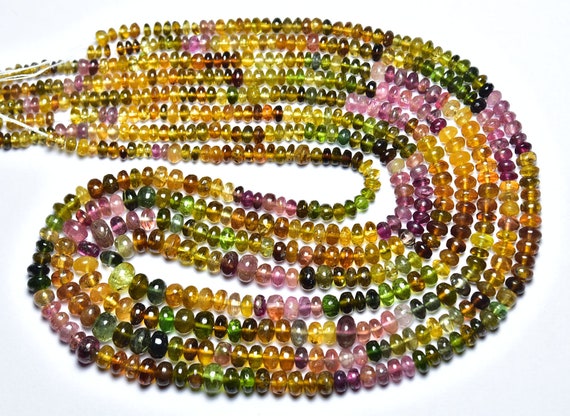 Multi Tourmaline Rondelle Beads - 14 Inches - Natural Beautiful Smooth Tourmaline Rondelle Beads - Size Is 3 - 6 Mm #941