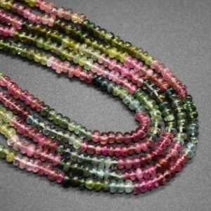 Multi-colour Tourmaline Gemstone Rondelle Beads - 3mm - 4mm X 2mm - 3mm - 14" Strand