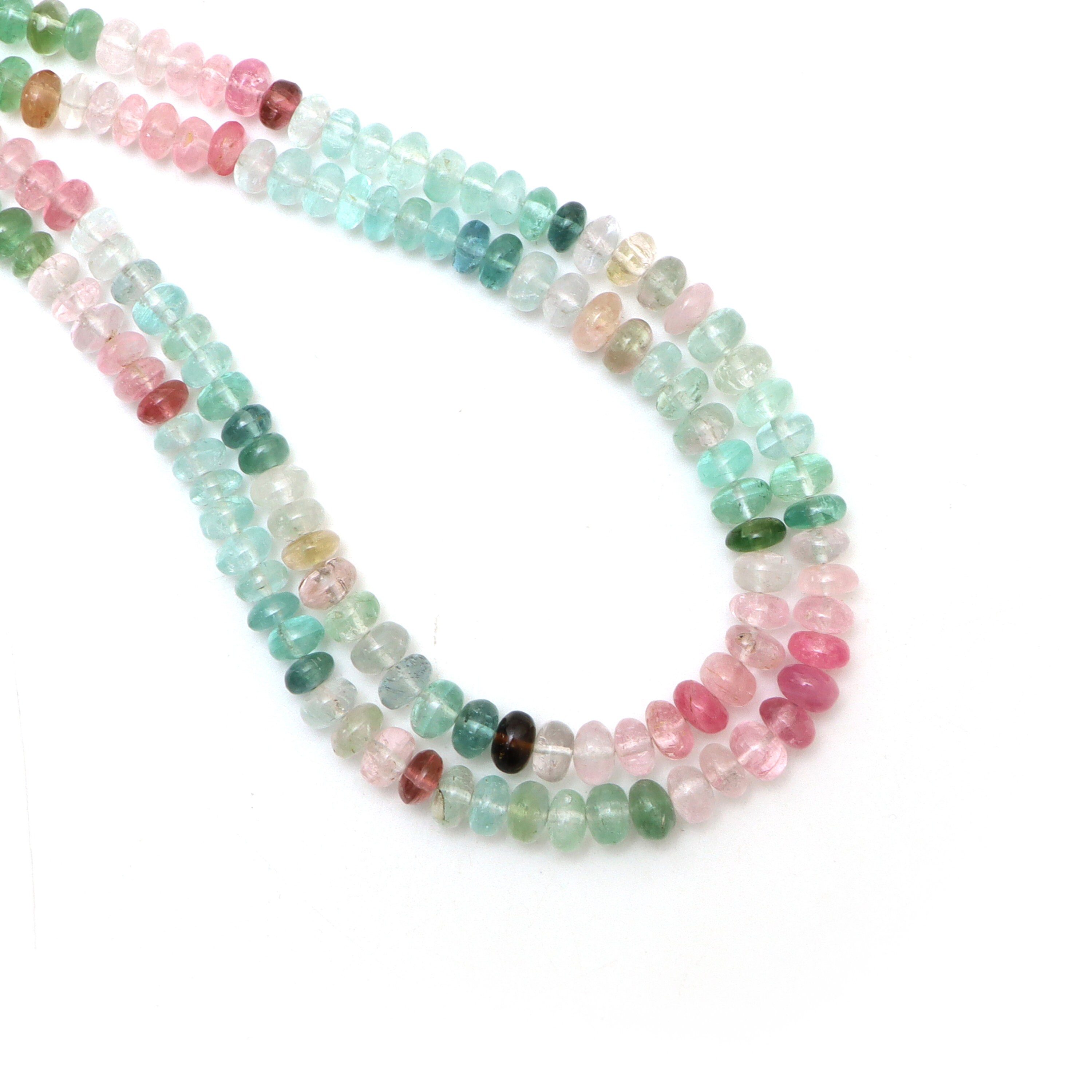 Multi Tourmaline Smooth Rondelle Beads, 4.5 Mm To 6 Mm, Tourmaline Jewelry Making Beads, 8 Inches / 19 Inches Full Strand, Price Per Strand