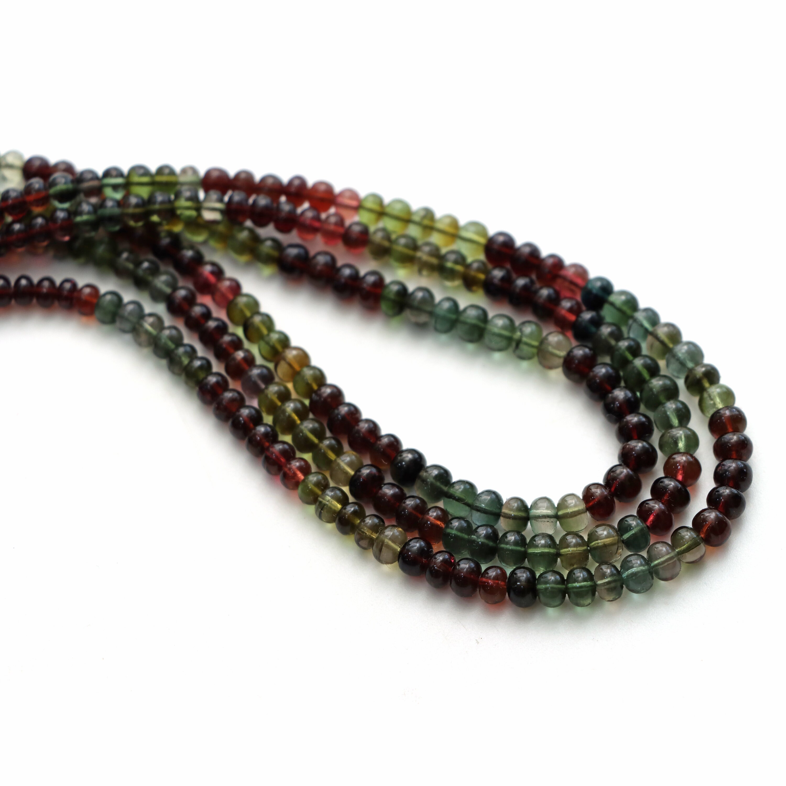 Multi Tourmaline Smooth Rondelle Beads, 3 Mm To 4.5 Mm, Tourmaline Jewelry Making Beads, 8 Inches / 17 Inches Full Strand, Price Per Strand
