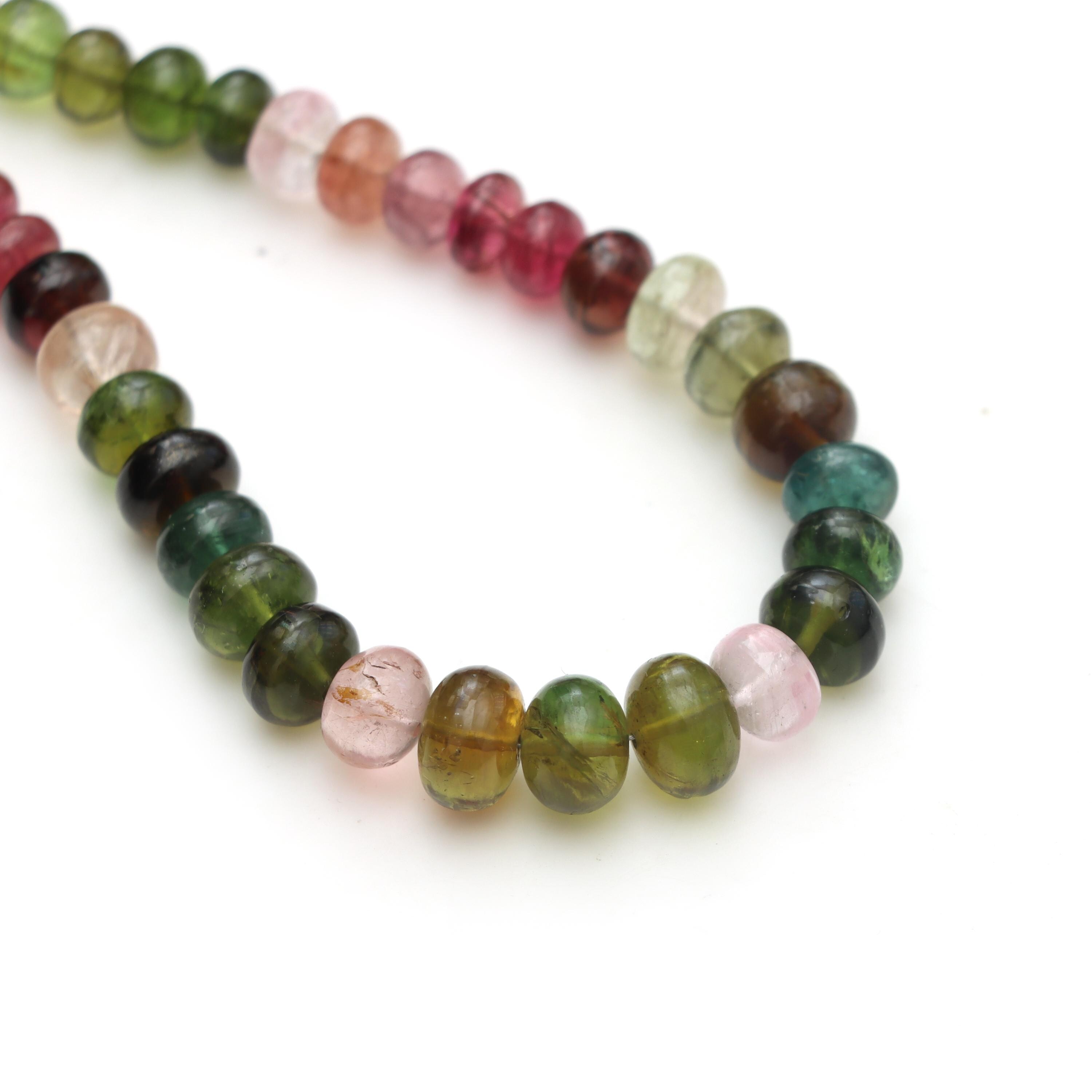 Multi Tourmaline Smooth Rondelle Beads, 6.5 Mm To 9 Mm, Multi Tourmaline Jewelry Making Gemstone Beads, 18 Inches Full Strand