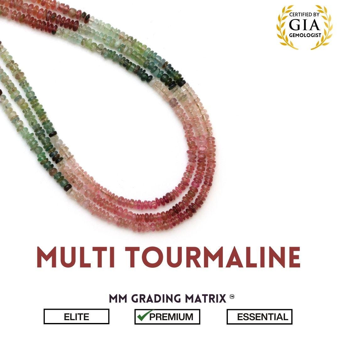 Multi Tourmaline Smooth Rondelle Beads, 3 Mm To 3.5 Mm, Tourmaline Jewelry Making Beads, 8 Inches / 18 Inches Full Strand, Price Per Strand