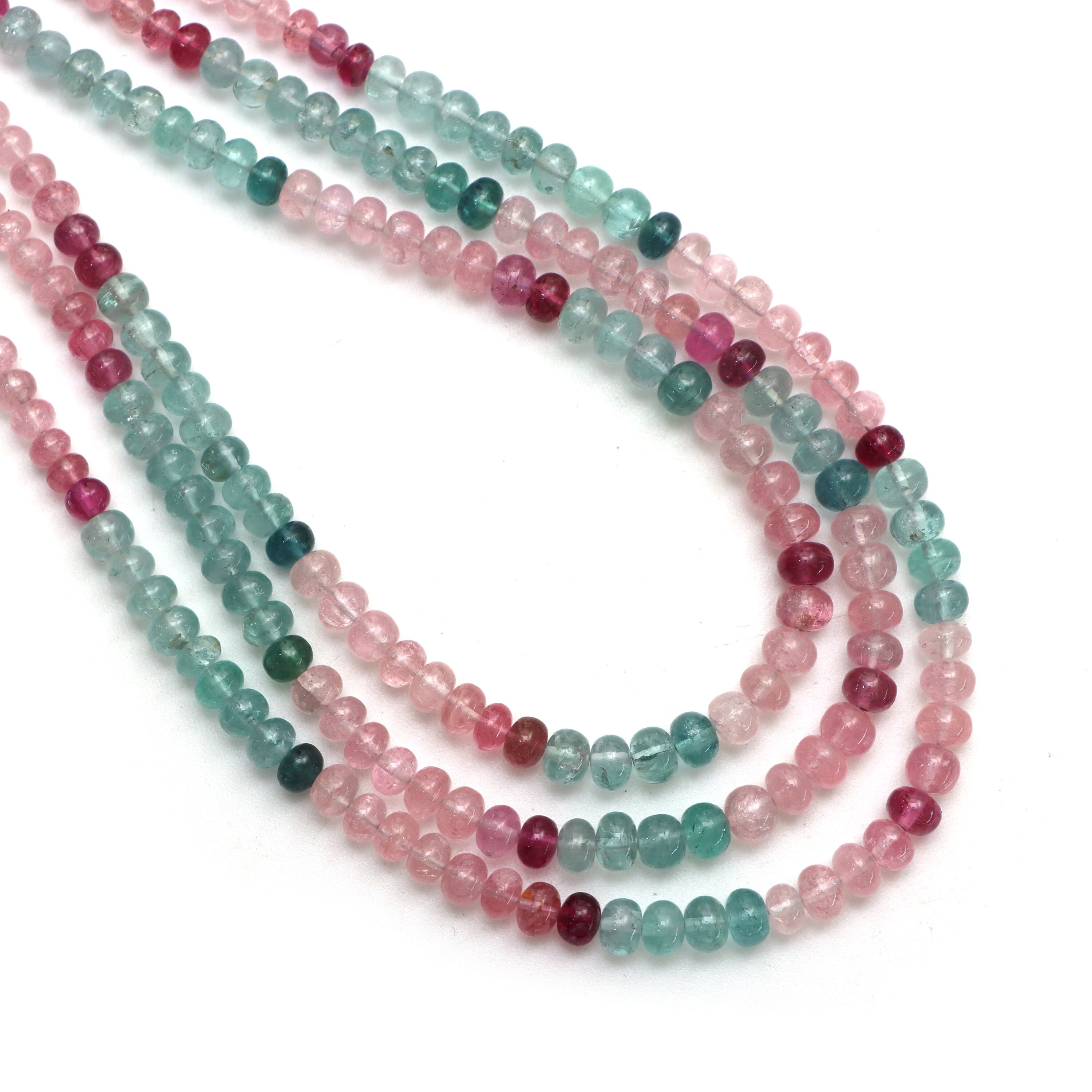 Multi Tourmaline Smooth Rondelle Beads, 3 Mm To 5 Mm, Tourmaline Jewelry Making Beads, 8 Inches / 19 Inches Full Strand, Price Per Strand