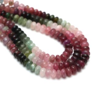 Multi Tourmaline Smooth Rondelle Beads, 6.5 mm to 7mm, Tourmaline Jewelry Making Beads, 8 Inches / 18 Inches Full Strand, Price Per Strand