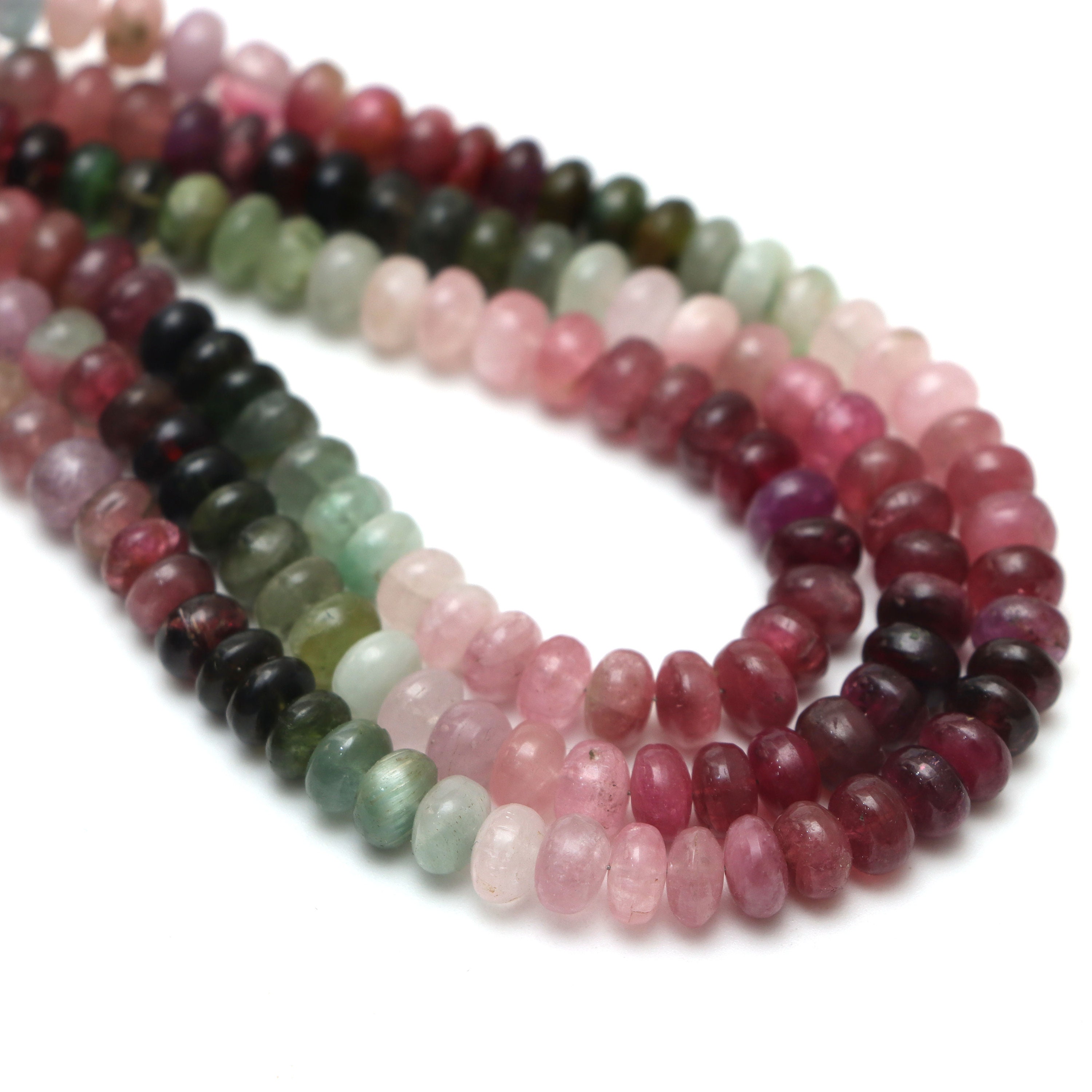 Multi Tourmaline Smooth Rondelle Beads, 6.5 Mm To 7mm, Tourmaline Jewelry Making Beads, 8 Inches / 18 Inches Full Strand, Price Per Strand