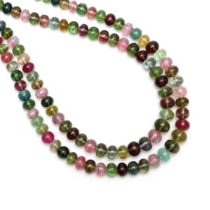Natural Multi Tourmaline Smooth Rondelle Beads | Unique Multi Tourmaline | 5 mm to 7.5 mm | 8 Inch/ 19 Inch Full Strand | Price Per Strand