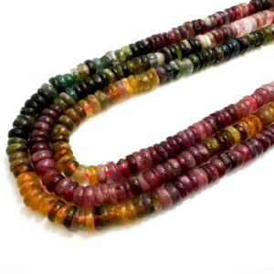 Genuine Natural Rainbow Tourmaline Rondelle Beads: Aaa Multi-color Gemstone Strand (2mm X 5mm) - Pg67c
