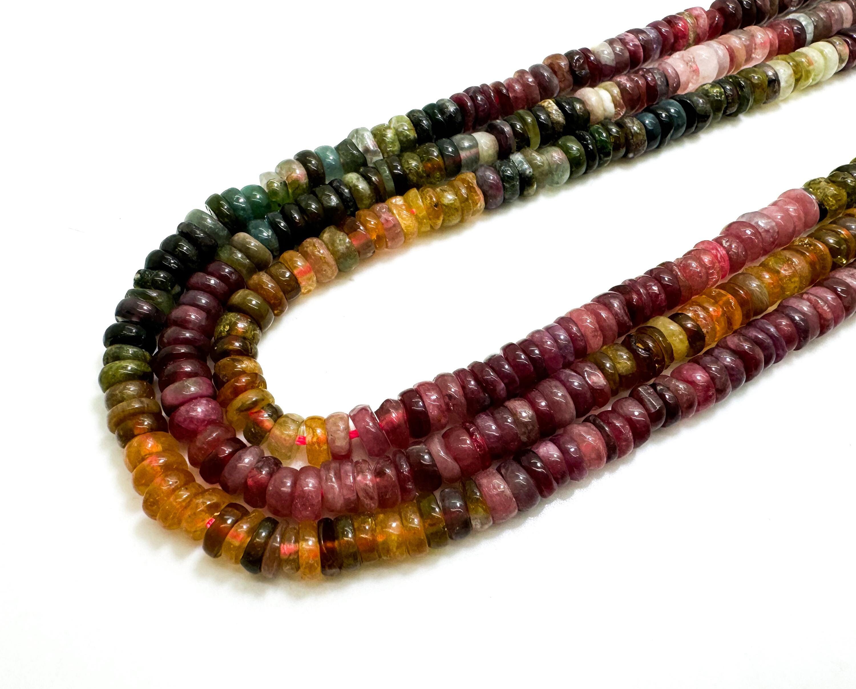 Genuine Natural Rainbow Tourmaline Rondelle Beads: Aaa Multi-color Gemstone Strand (2mm X 5mm) - Pg67c