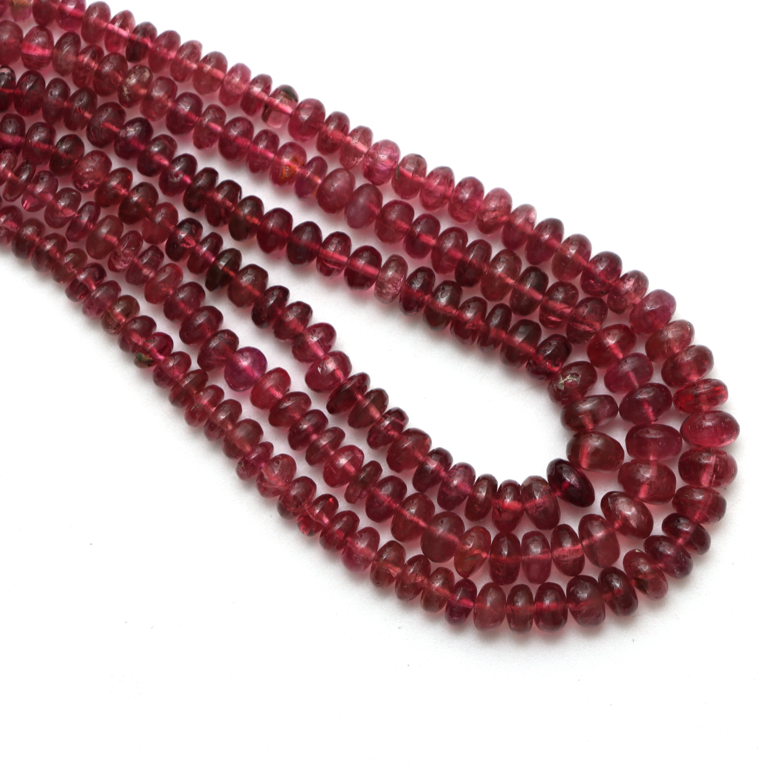 Rubellite Tourmaline Smooth Rondelle Beads, 3 Mm To 6 Mm, Tourmaline Jewelry Making Beads, 8 Inches/ 18 Inches Full Strand, Price Per Strand