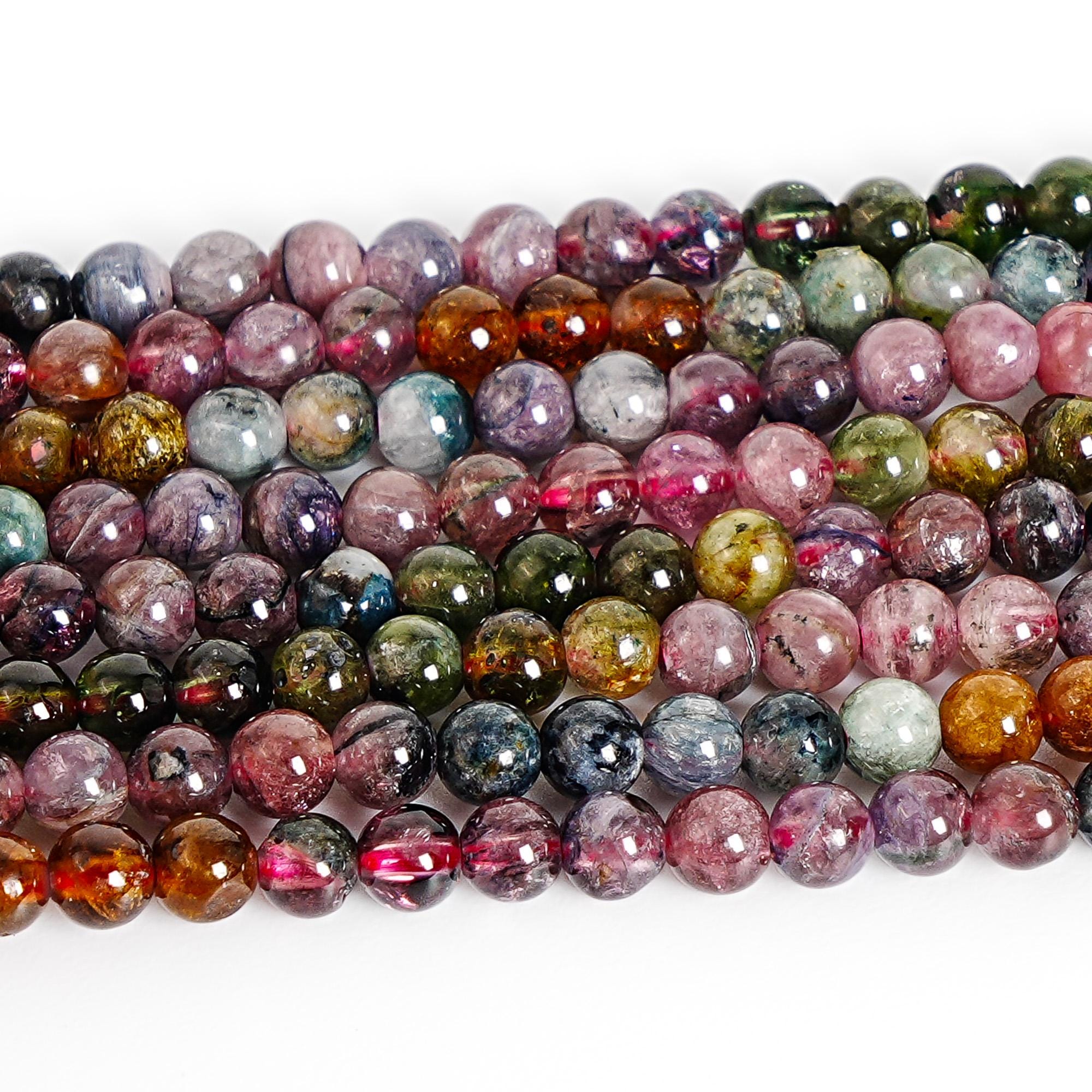 3-4mm Multicolor Tourmaline Beads Grade A Genuine Natural Gemstone Full Strand Round Loose Beads 20" Bulk Lot Options (123141-2248)