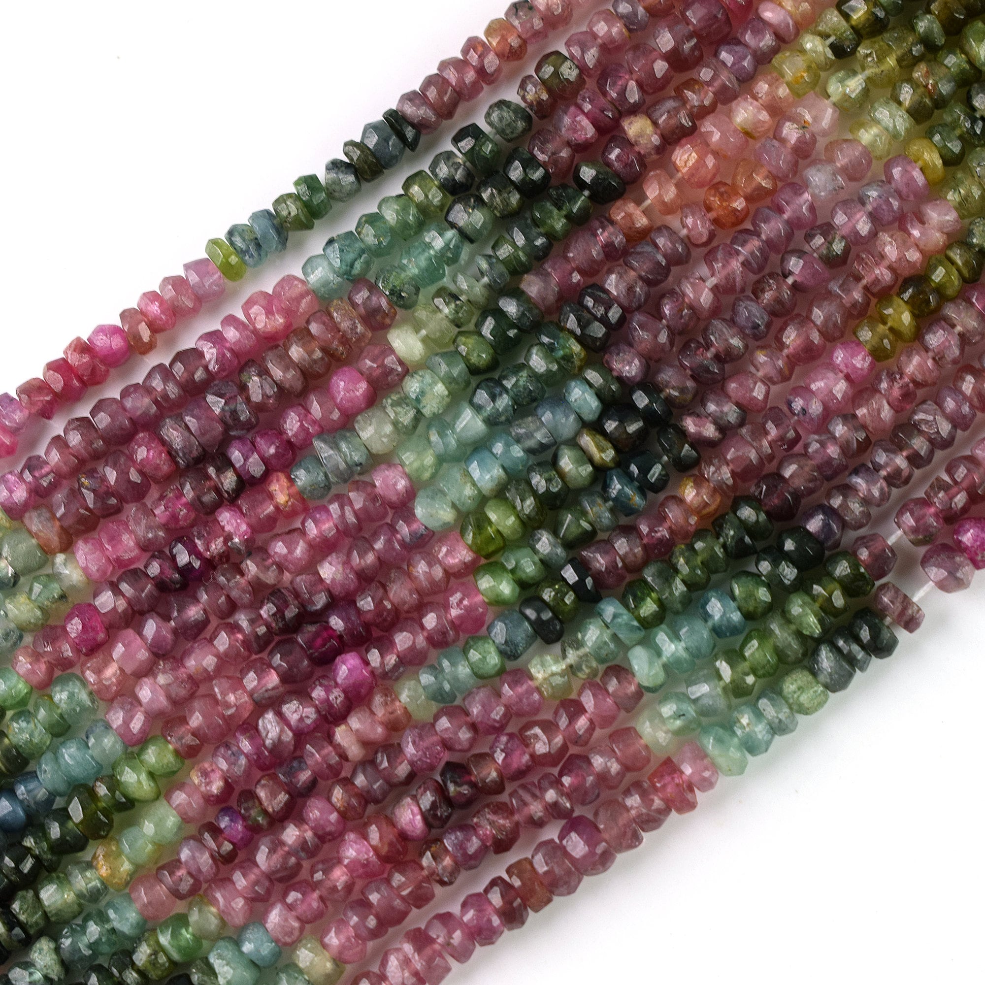 Multi-color Tourmaline Rondelle Beads | 3-5mm Faceted Gemstone Strand (13 Inch)