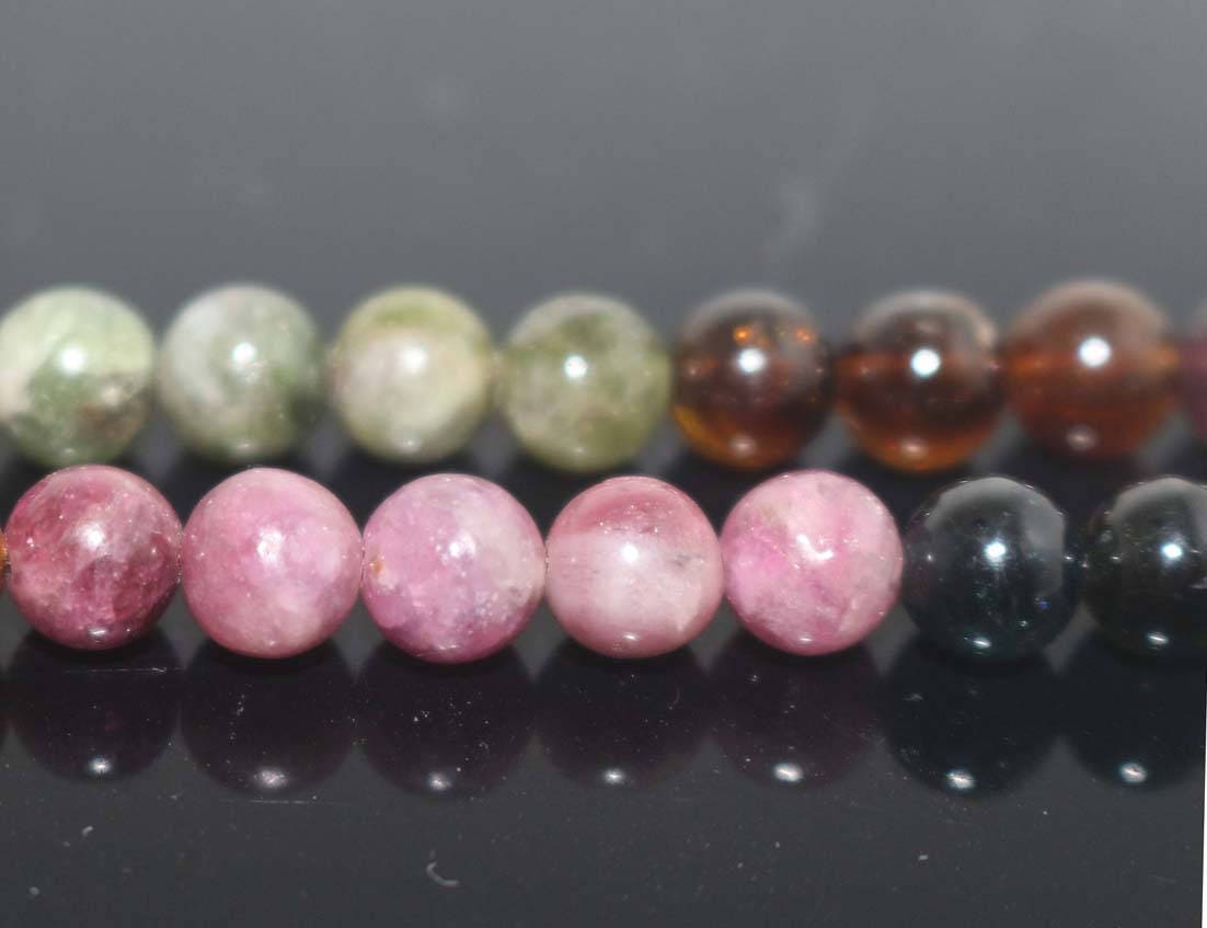 Natural Tourmaline Beads Round Beads,tourmaline Beads,4mm 6mm 7-8mm Natural Smooth Beads,one Strand 15",tourmaline Beads