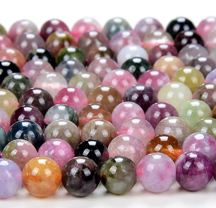 Natural Tourmaline Multi Color Gemstone Grade Aa Round 4mm 5mm 6mm 7mm Loose Beads (d129)