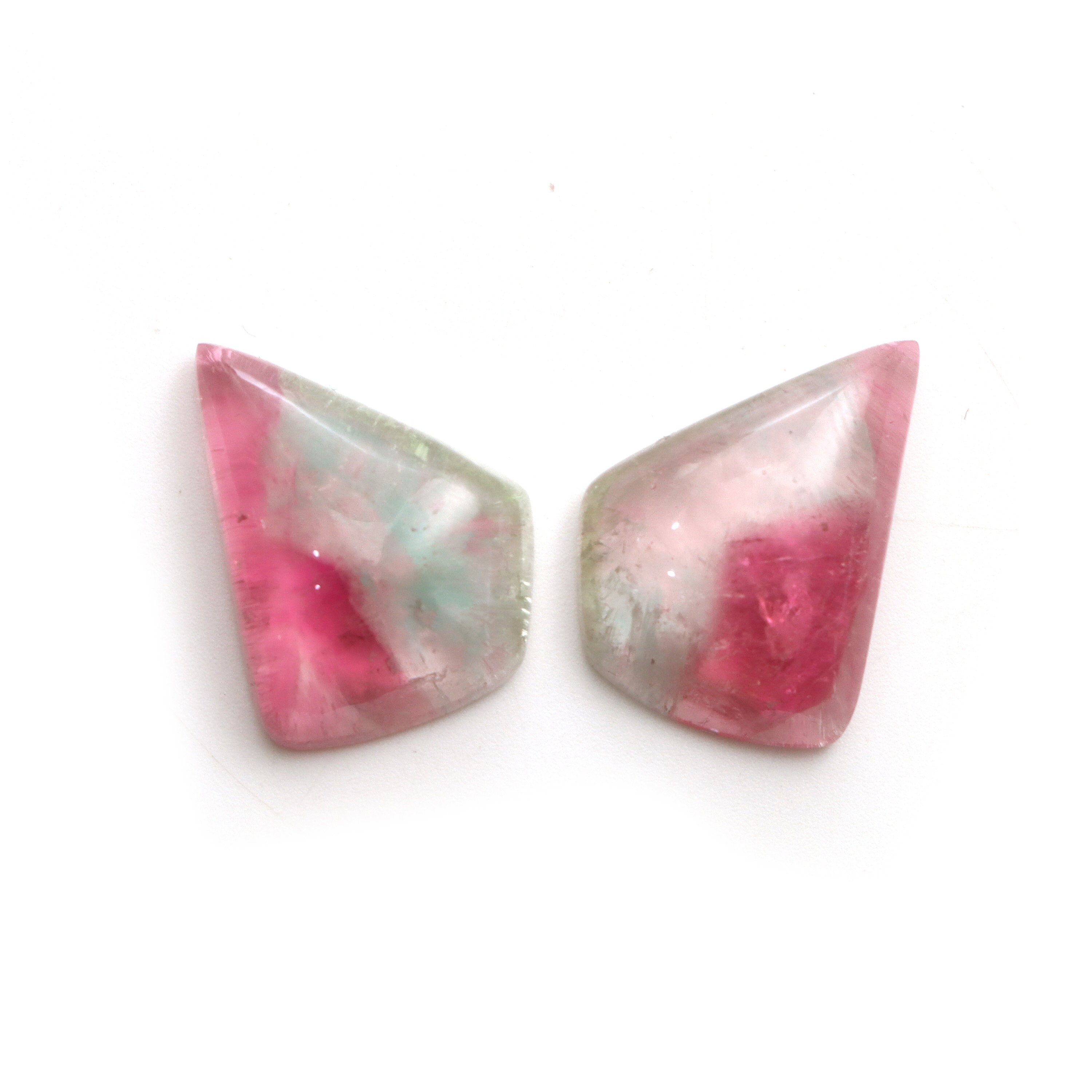 Natural Bi Color Tourmaline Wings Carving Loose Gemstone, 13x18.5mm, Bi Color Tourmaline Jewelry Making Gemstone, Pair Of ( 2 Pieces )