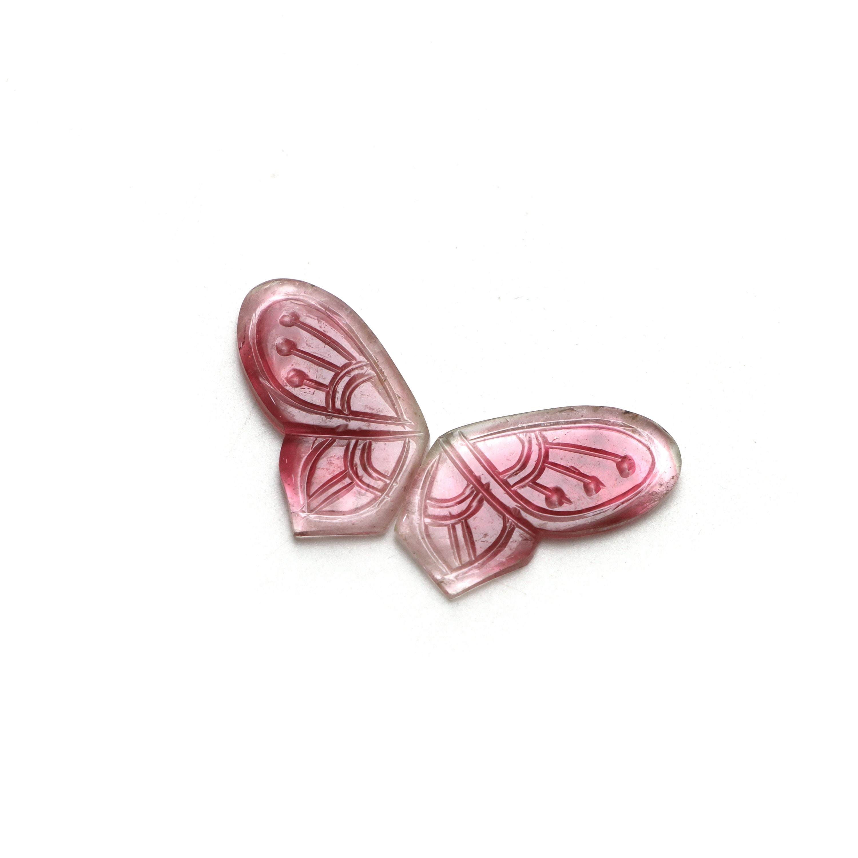 Natural Bi Color Tourmaline Wings Carving Loose Gemstone, 13x23.4 Mm, Bi Color Tourmaline Jewelry Making Gemstone, Pair ( 2 Pieces )