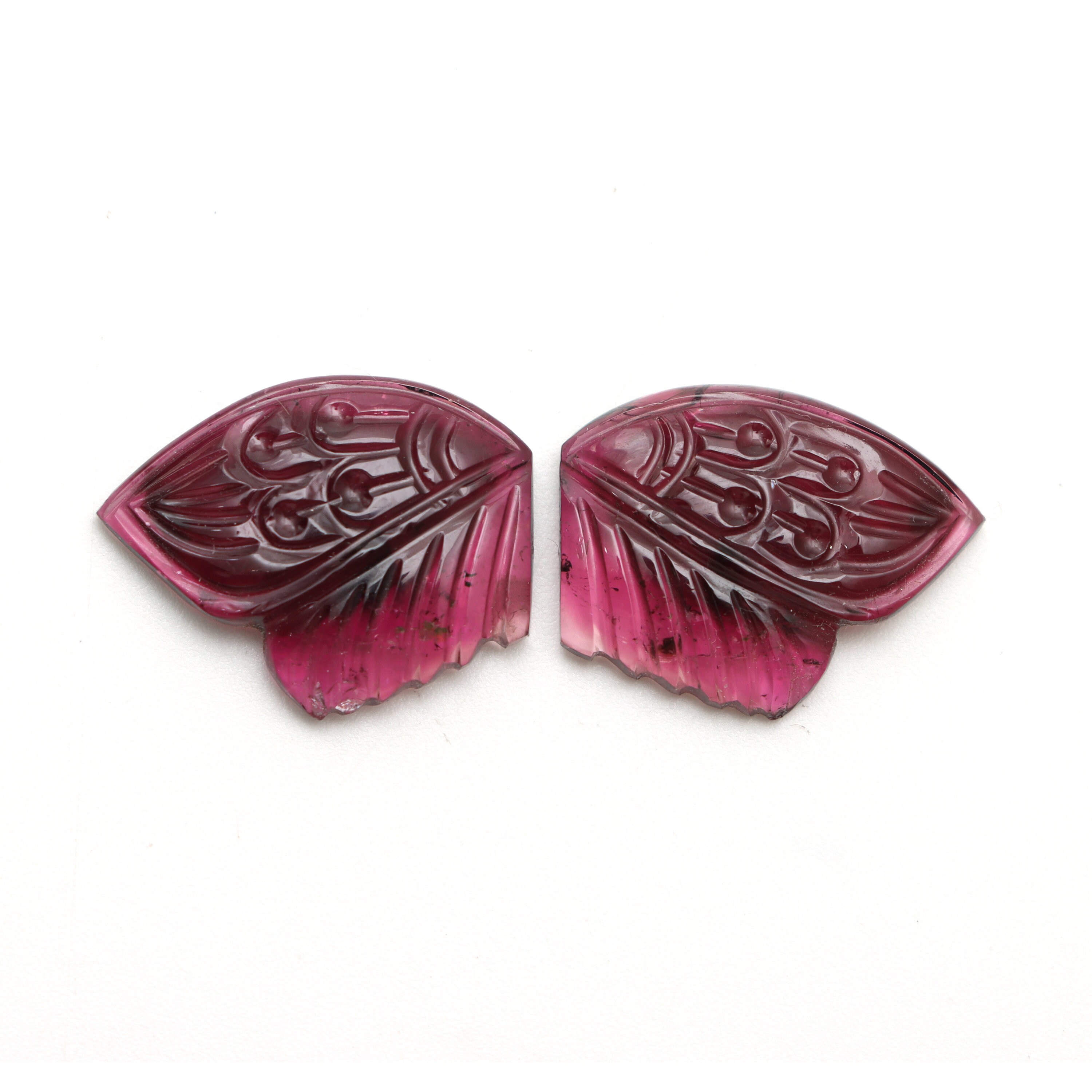 Natural Tourmaline Wings Carving Loose Gemstone, 17x22 Mm, Tourmaline Jewelry Making Gemstone, Pair ( 2 Pieces )