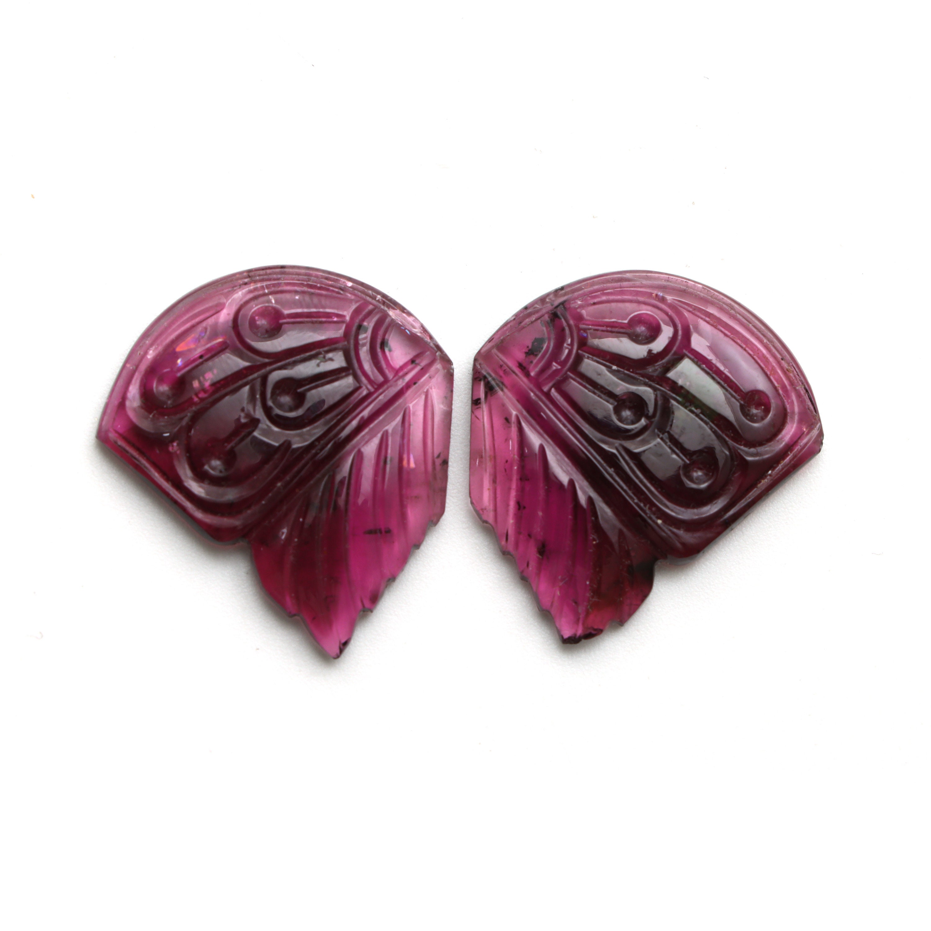 Natural Tourmaline Wings Carving Loose Gemstone, 21x24 Mm, Tourmaline Jewelry Making Gemstone, Pair ( 2 Pieces )