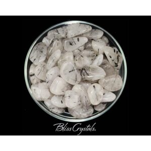 Tourmalinated Quartz Tumbled Stone W Black Tourmaline Rods #tq34 Tourmalinated Quartz Tumbled Stone W Black Tourmaline Rods #tq34