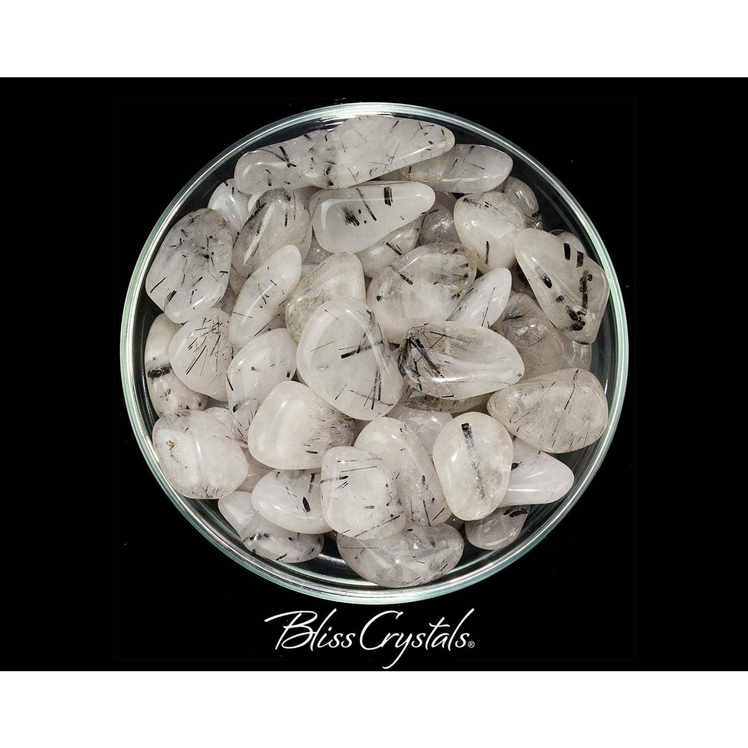 Tourmalinated Quartz Tumbled Stone W Black Tourmaline Rods #tq34