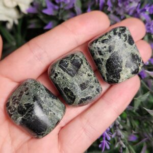 Green & Black Bi-color Tourmaline Specimen: Polished Tumbled Stone