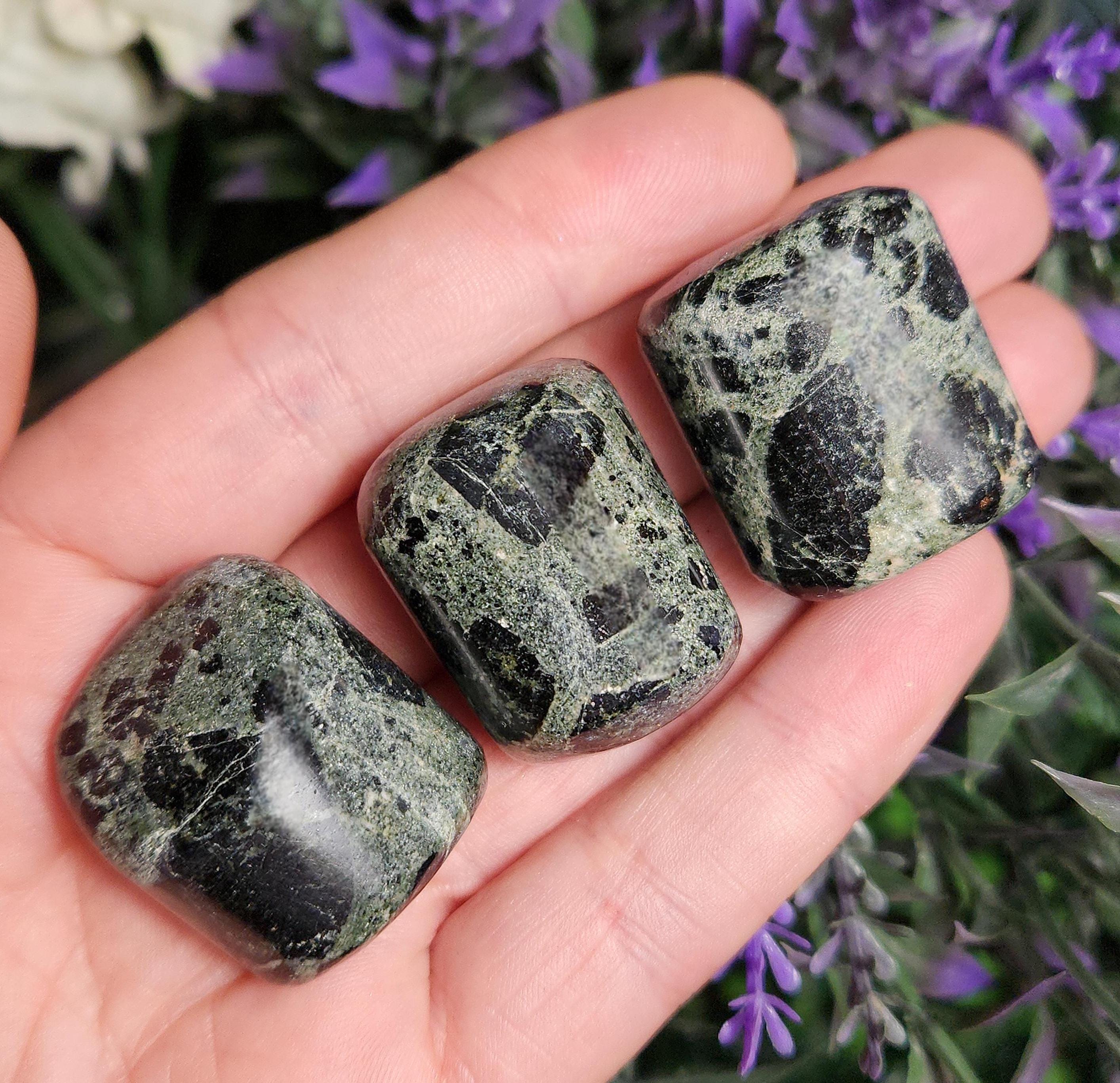 Green & Black Bi-color Tourmaline Specimen: Polished Tumbled Stone