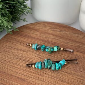 Turquoise Bobby Pins, Gemstone Hair Clips, Set of Two Turquoise Hair Slides, Summer Gifts