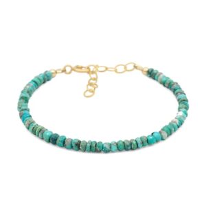 Arizona Turquoise beaded bracelet | Natural authentic turquoise [EBTP1823] | women's genuine turquoise jewelry | real turquoise
