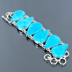 Arizona Turquoise Bracelet: Handmade 925 Sterling Silver Adjustable Chain