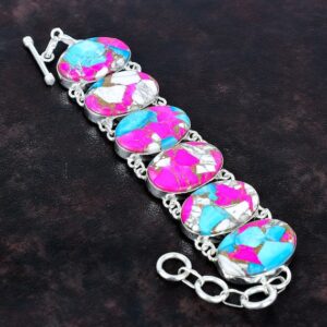 Cotton Candy Turquoise Bracelet: 925 Sterling Silver Adjustable Chain