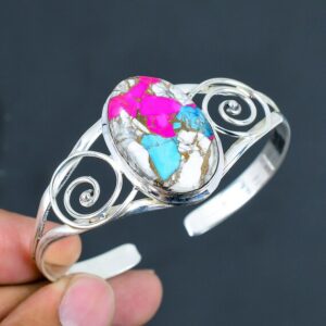Cotton Candy Turquoise Sterling Silver Cuff Bracelet: Adjustable Gemstone Bangle