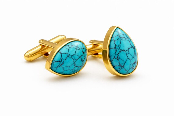 Turquoise Cuff Links: 925 Sterling Silver, Wedding Cufflinks, Handmade Men's Cufflinks, Gift For Him