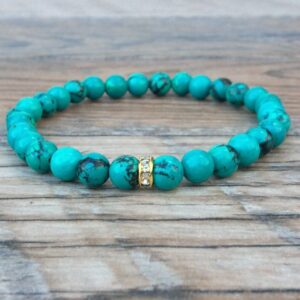 Dainty Turquoise Beaded Bracelet - Elegant Stretch Design Dainty Turquoise Beaded Bracelet - Elegant Stretch Design