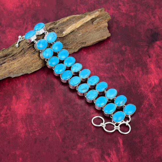 Dainty Blue Turquoise Bracelet, 925 Sterling Silver Jewelry Bracelet, Adjustable Bracelet, Gemstone Bracelet, Handmade Jewelry, Easter Gift
