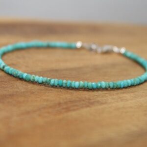 Dainty Sleeping Beauty Turquoise Bracelet, Beaded, Layering, Sleeping Beauty Turquoise Jewelry, December Birthstone, Gemstone Jewelry