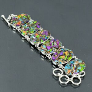 Fiesta Kingman Turquoise Bracelet: Handmade 925 Sterling Silver Adjustable Chain