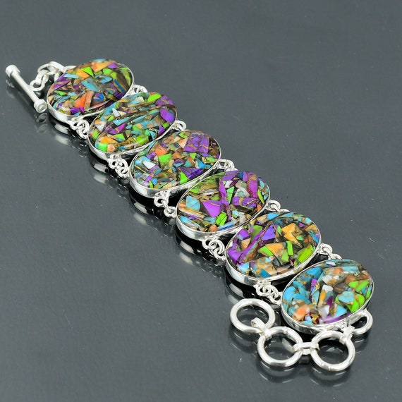 Fiesta Kingman Turquoise Bracelet: Handmade 925 Sterling Silver Adjustable Chain Fiesta Kingman Turquoise Bracelet: Handmade 925 Sterling Silver Adjustable Chain