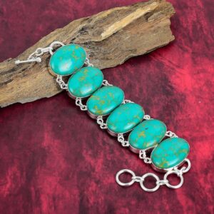 Green Turquoise Bracelet, 925 Sterling Silver Bracelet, Adjustable Chain Bracelet, Bracelet For Women, Handmade Jewelry, Thanksgiving Gifts