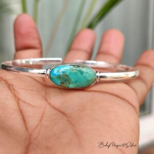 Kingman Turquoise Bangle Bracelet: 925 Sterling Silver Handmade Jewelry, Valentine's Gift