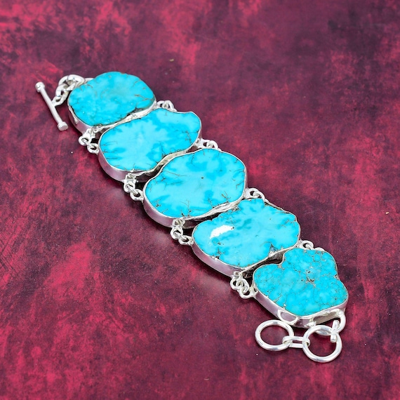 Natural Tibetan Turquoise Bracelet, 925 Sterling Silver, Turquoise Bracelet, Handmade Designer Bracelet, Women Turquoise Bracelet, For Her