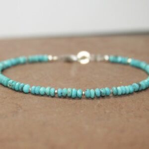 Sleeping Beauty Turquoise Bracelet, Hill Tribe Silver Beads, Sleeping Beauty Turquoise Jewelry, December Birthstone, Gemstone Jewelry