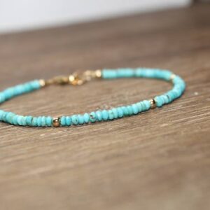 Sleeping Beauty Turquoise Bracelet, Turquoise Jewelry, December Birthstone, Gemstone Bracelet, Gold Filled Or Sterling Silver Beads