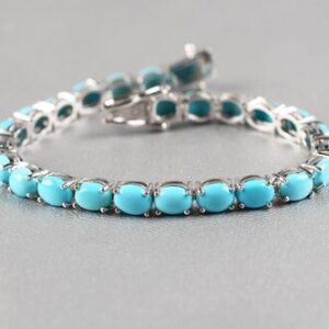 Sleeping Beauty Turquoise Bracelet, Sterling Silver Tennis Bracelet