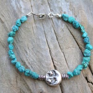 Sun and Moon charm bracelet with turquoise