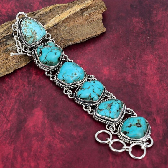 Turquoise Tumble, 925 Sterling Silver Bracelet, Adjustable Chain Bracelet, Gemstone Bracelet, Handmade Bracelet, Handmade Jewelry, For Gift. Turquoise Tumble, 925 Sterling Silver Bracelet, Adjustable Chain Bracelet, Gemstone Bracelet, Handmade Bracelet, Handmade Jewelry, For Gift.
