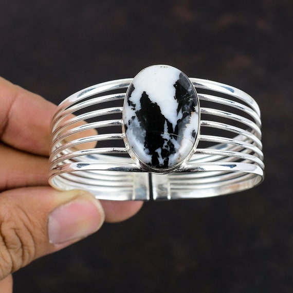 Trending White Buffalo Turquoise Cuff Bangle, 925 Sterling Silver Adjustable, Native American Jewelry,