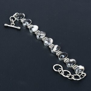 White Buffalo Turquoise Bracelet: Handmade 925 Sterling Silver Adjustable Chain